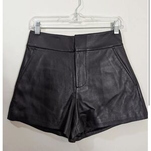 Alice + Olivia black classic faux leather shorts